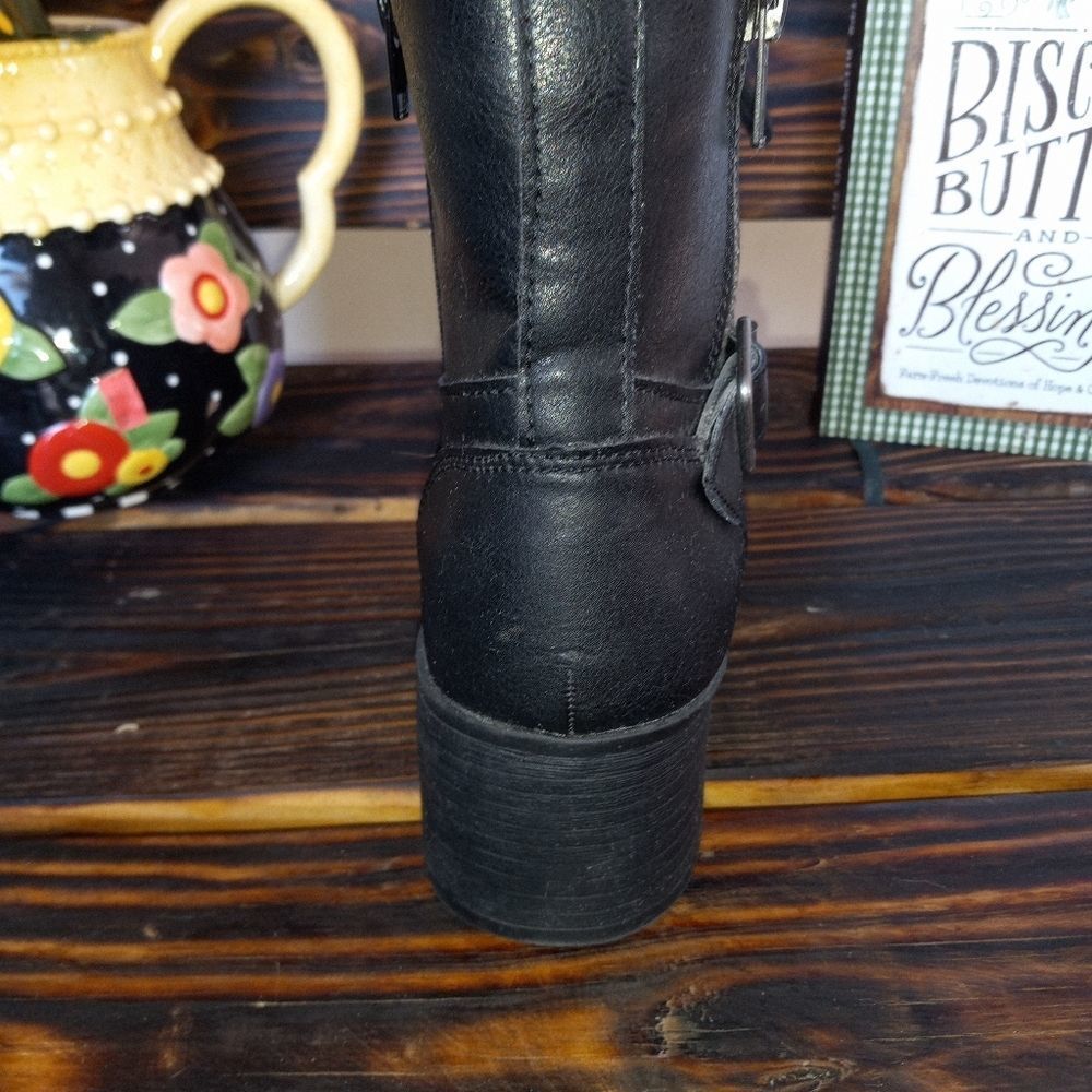 SUGAR Combat Chunky Heel Ankle Boots - Picture 6 of 13